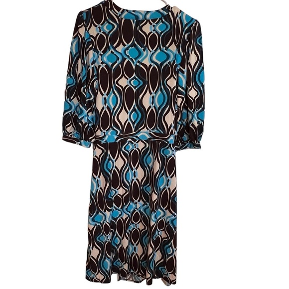 Bisou Bisou Womens Wrap Dress Sz 14 Multicolor Printed 1/2 Sleeve - Picture 4 of 4